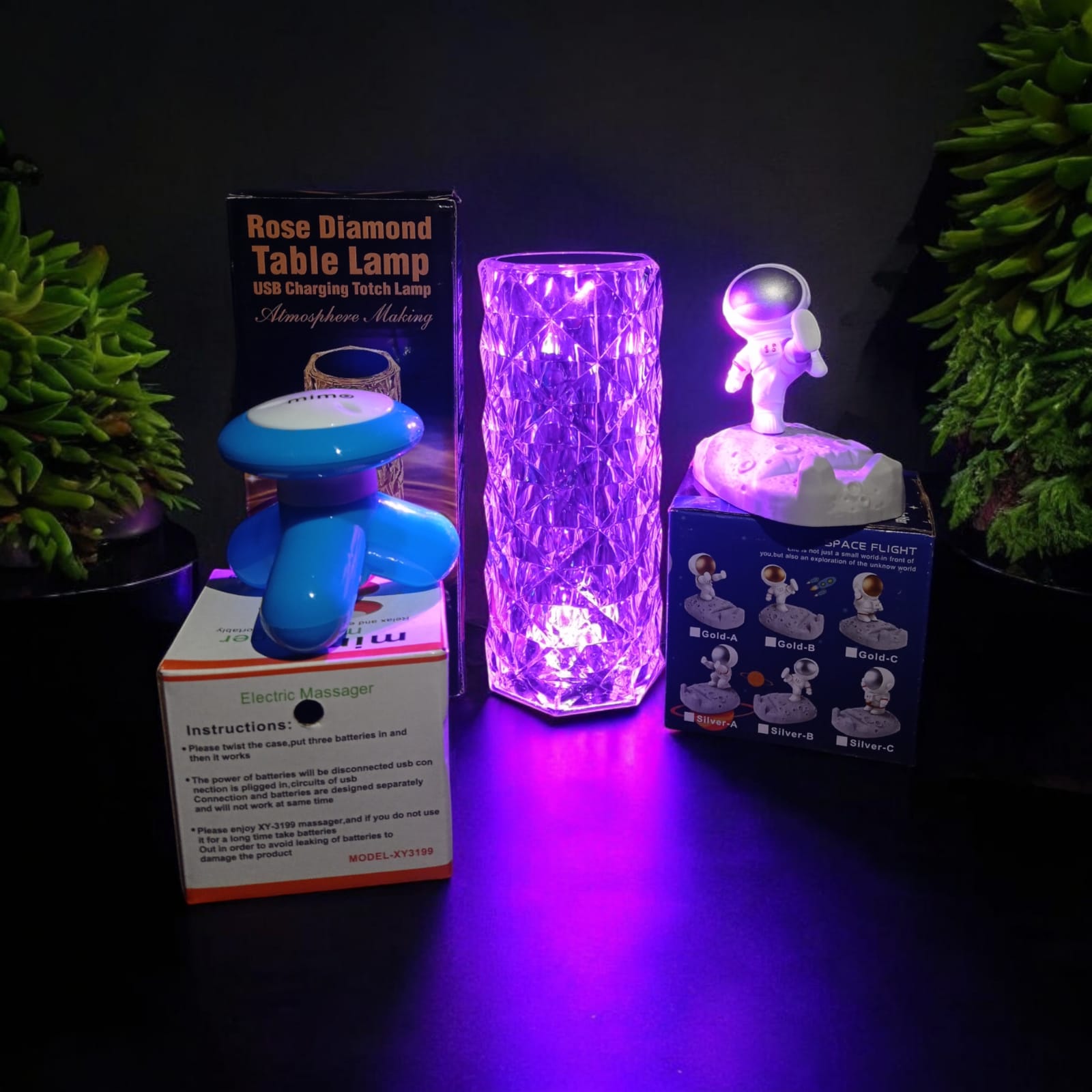 Lámpara LED Cristal + Soporte Astronauta  + Regalo